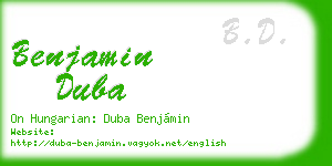 benjamin duba business card